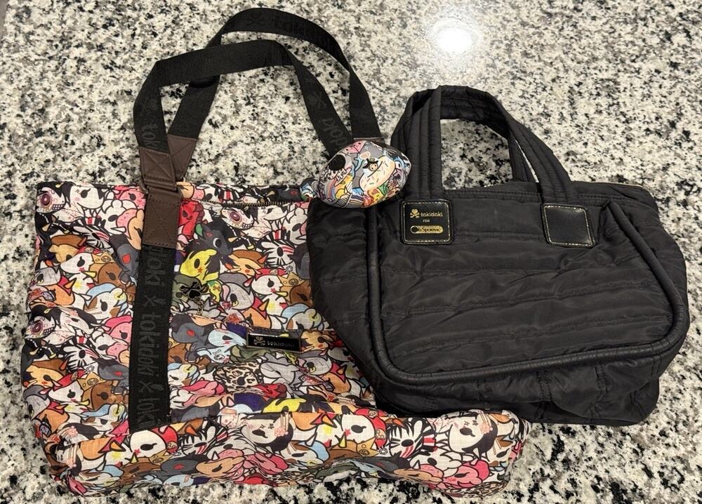 2 LeSportsac Tokidoki Japan Bag Unicorns & All Black Shoulder/Handbags
